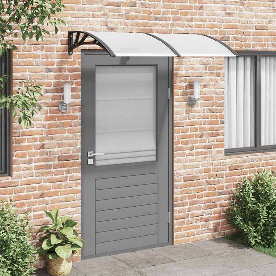 Store banne | Auvent de porte Noir 150x100 cm Polycarbonate Maison Chic - Image 2