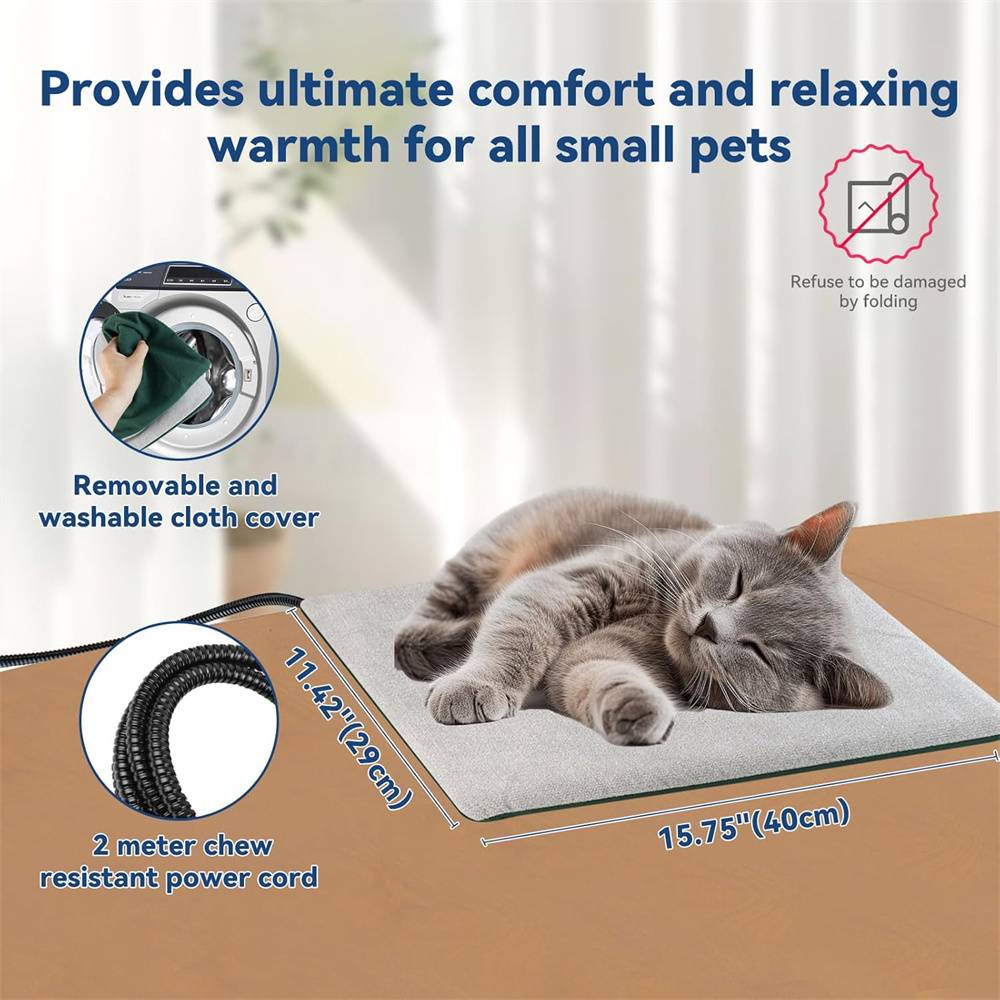 Tapis chauffant pour chat et chien - 40 x 29 cm - Avec contrôle de température et minuterie - Adapté à l'extérieur Living123 - Image 5