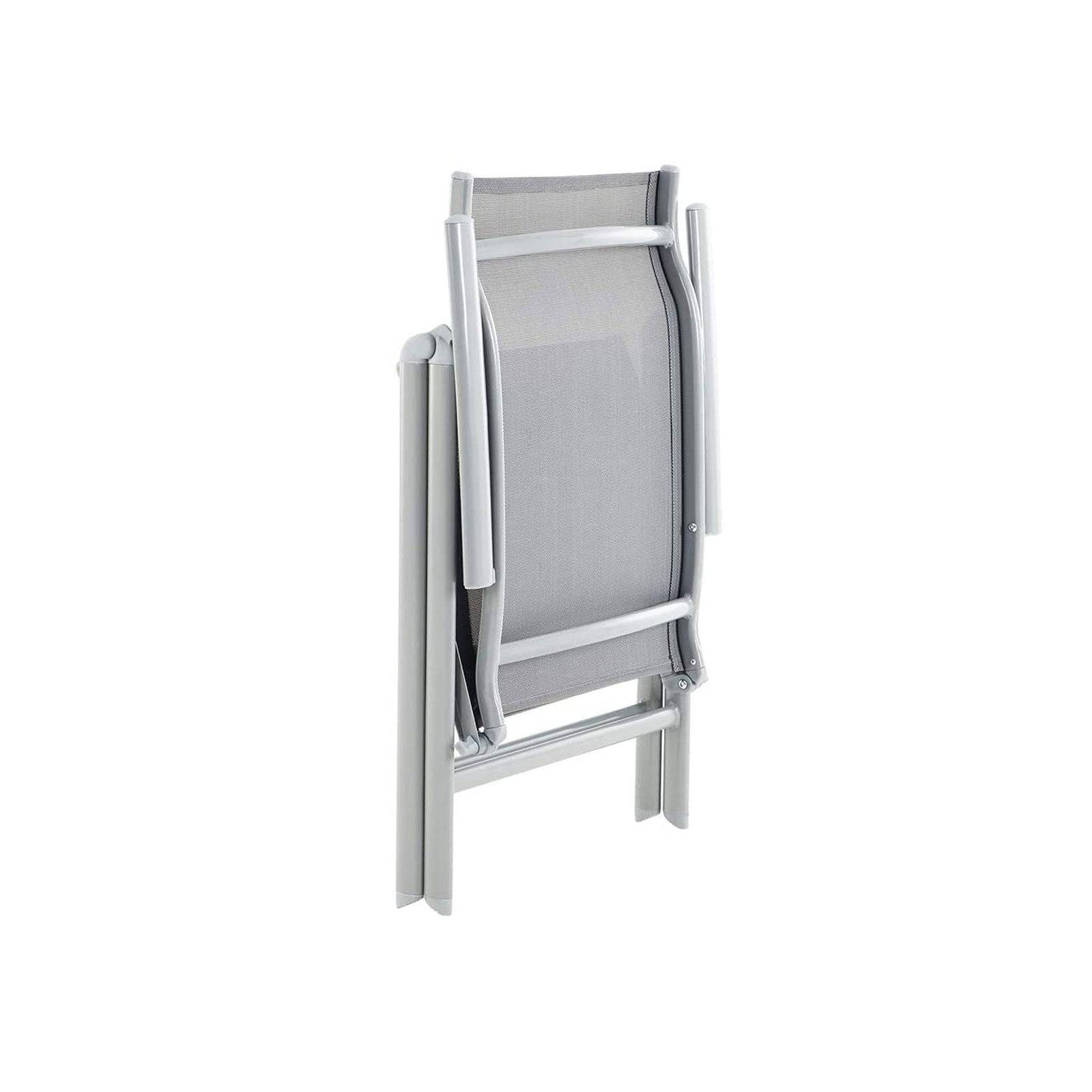 Helloshop26 - Lot de 4 chaises de jardin pliables sièges d'extérieur cadre en aluminium robuste dossier réglable sur 8 positions charge 150 kg gris - Image 2
