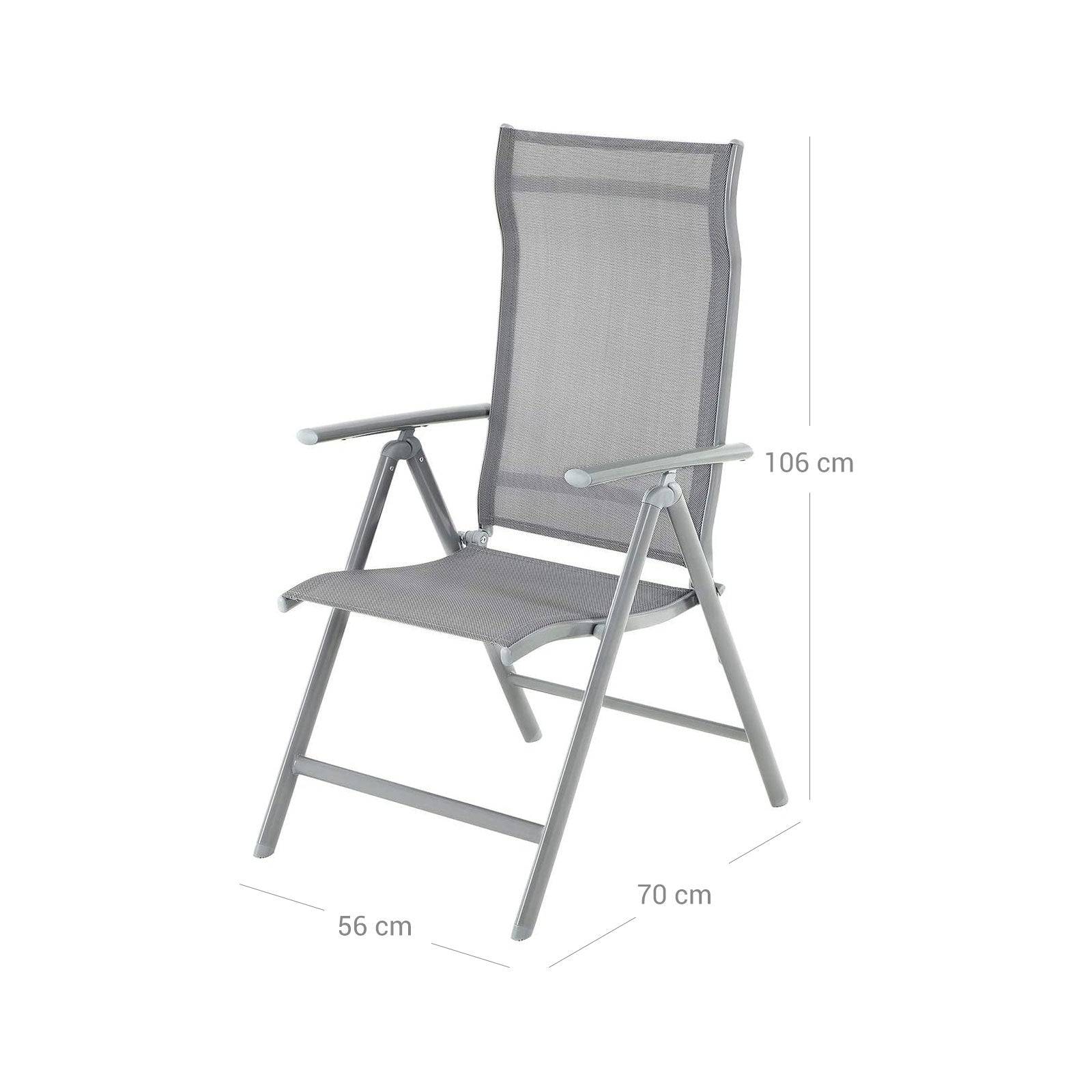 Helloshop26 - Lot de 4 chaises de jardin pliables sièges d'extérieur cadre en aluminium robuste dossier réglable sur 8 positions charge 150 kg gris - Image 4