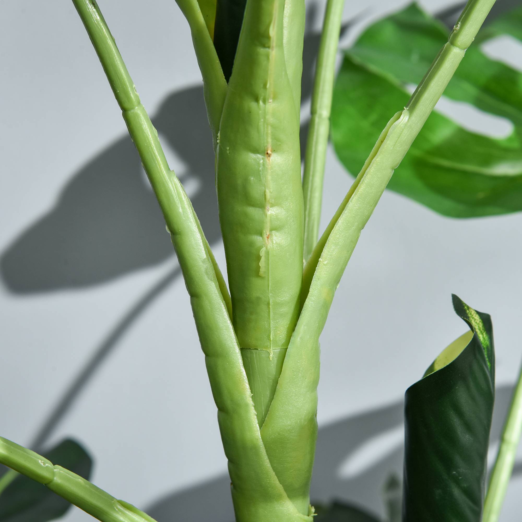 Plante artificielle modèle Monstera avec 21 feuilles en pot ciment, intérieur ou extérieur, dim. Ø16 x 100H cm - Image 9