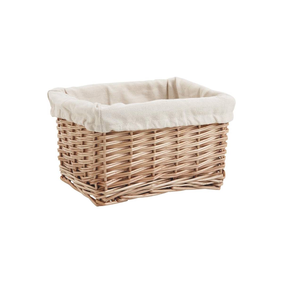 Aubry Gaspard - Corbeille rectangulaire en osier doublé coton 34 x 26 x 18 cm