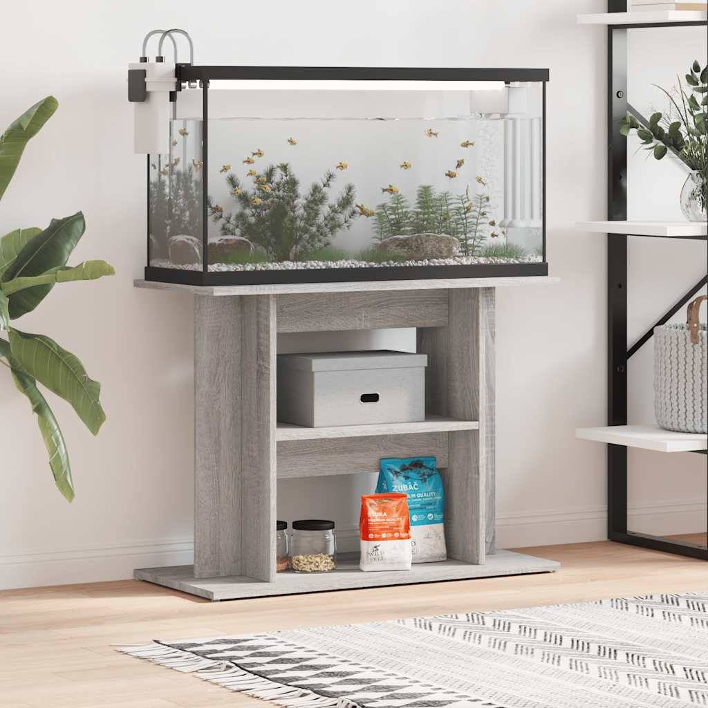 Meuble Aquarium Bois d'Ingénierie Support Rangement 80x35x60cm Gris Sonoma - ComfortXL Outdoor Living - Image 1