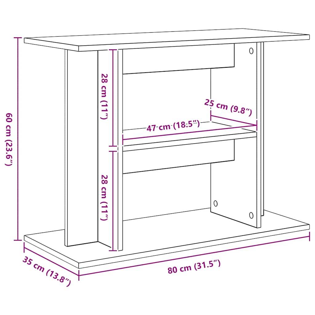 Meuble Aquarium Bois d'Ingénierie Support Rangement 80x35x60cm Gris Sonoma - ComfortXL Outdoor Living - Image 8