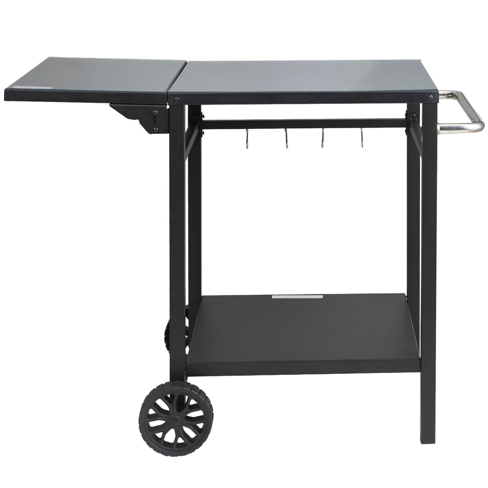 VEVOR Desserte plancha 2 niveaux, pliable, sur roulettes. Plan de travail pour BBQ, four à pizza, jardin.