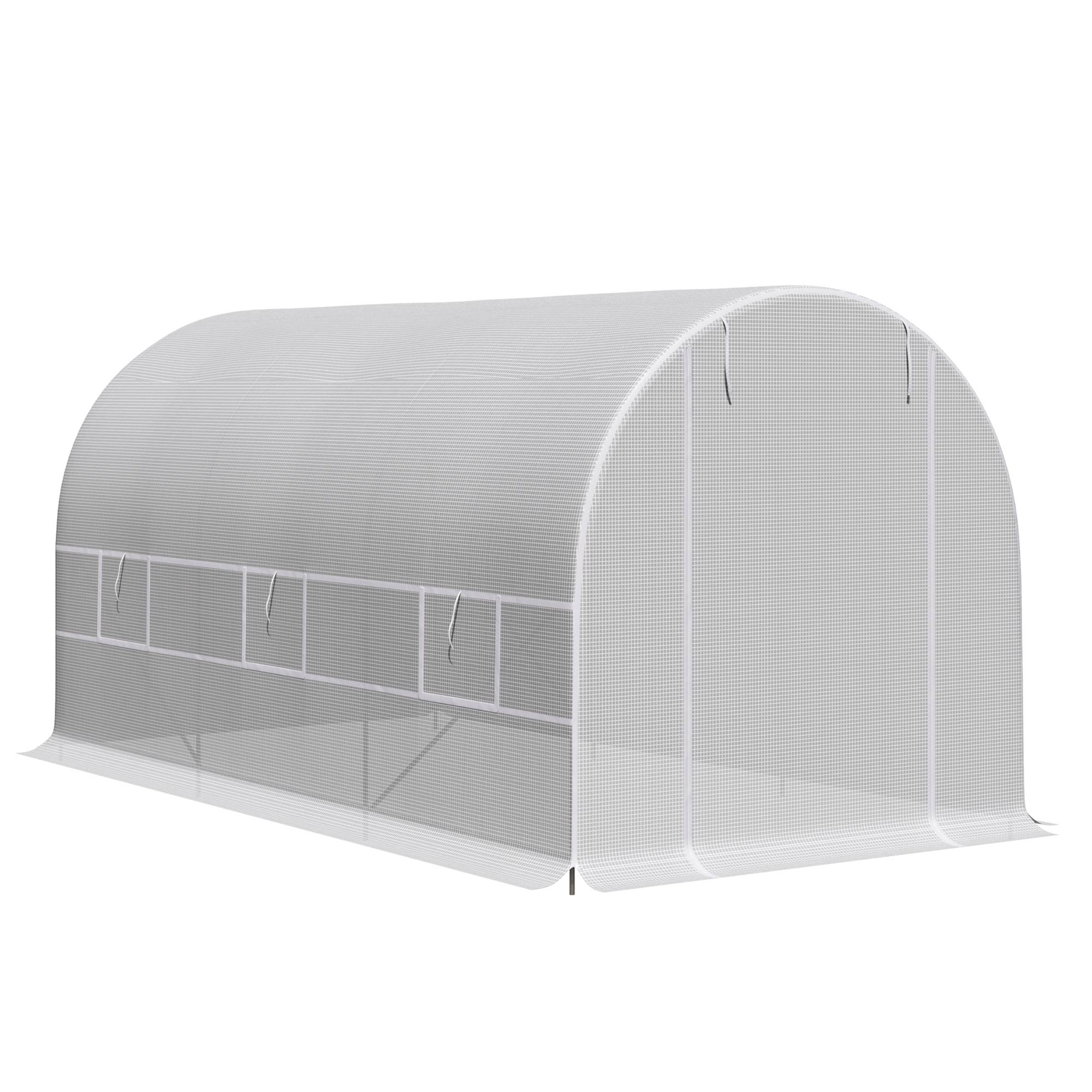 Serre tunnel de jardin 8m², serre de jardin tunnel avec porte et 6 fenêtres, bâche PE 140 g/m² 400 x 200 x 200 cm blanc - Image 2