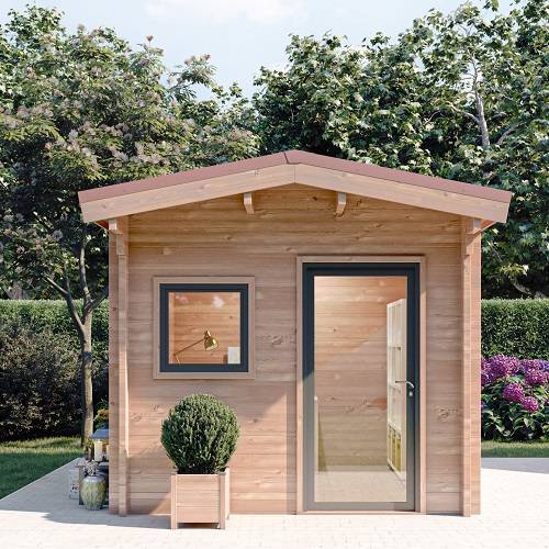 Studio de jardin RIVOIRE 9m² - Bois Douglas épaisseur 55mm - Porte & fenêtres PVC - Toiture Bacacier avec voliges ss toiture - MON CHALET DE JARDIN - Image 2