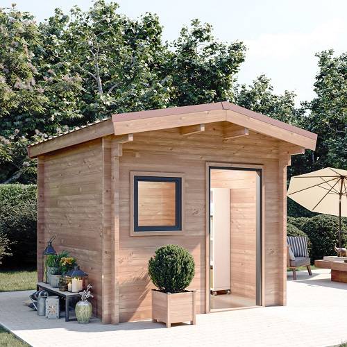 Studio de jardin RIVOIRE 9m² - Bois Douglas épaisseur 55mm - Porte & fenêtres PVC - Toiture Bacacier avec voliges ss toiture - MON CHALET DE JARDIN - Image 1