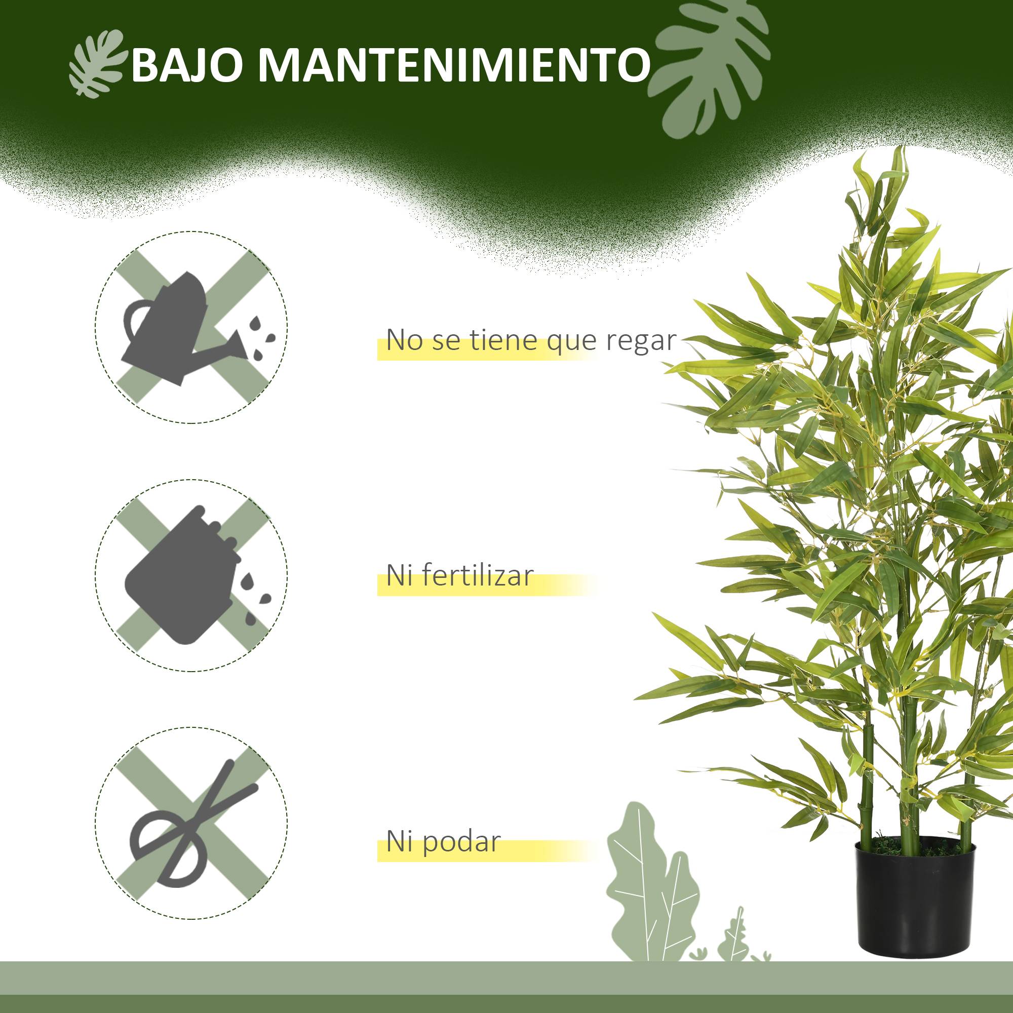 Bambou artificiel de 90 cm avec pot et tiges réalistes, arbre synthétique d'intérieur pour la décoration intérieure Ø15 x 90 cm, vert - Image 8