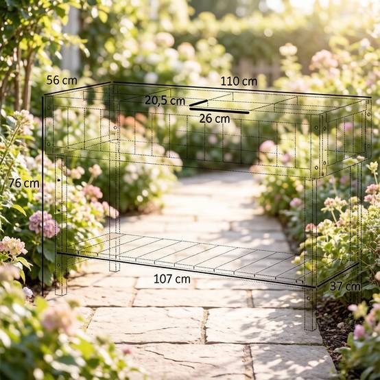 ComfortXL - Carré potager surélevé en bois de sapin pour jardinage debout avec étagère 110 x 56 x 76 cm - ComfortXL Outdoor Living - Image 2