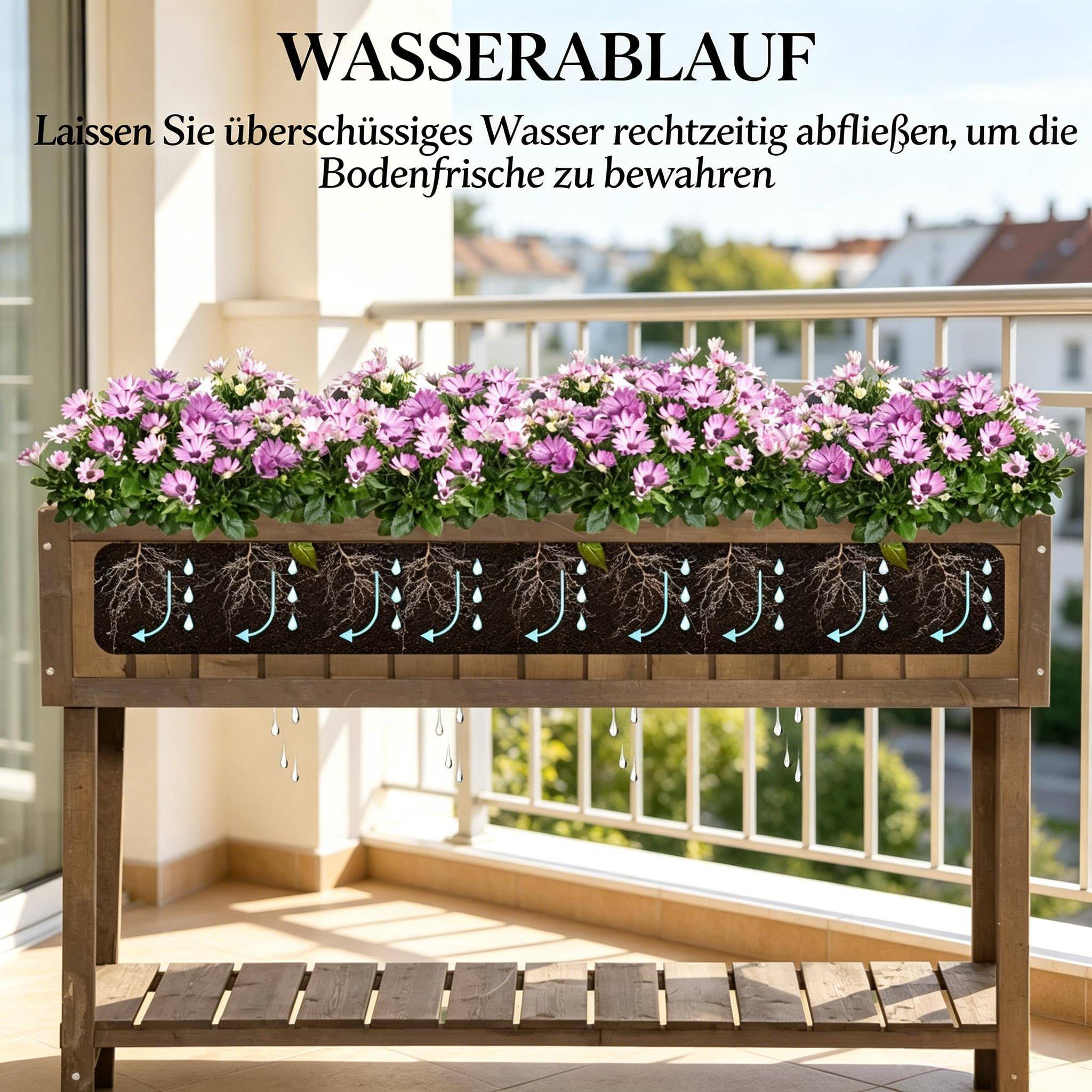 ComfortXL - Carré potager surélevé en bois de sapin pour jardinage debout avec étagère 110 x 56 x 76 cm - ComfortXL Outdoor Living - Image 4