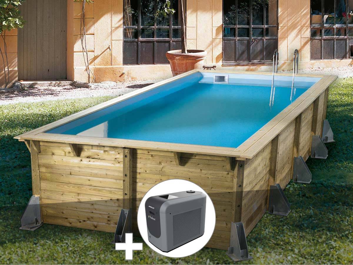 Ubbink - Kit piscine bois Ubbink Azura 5,05 x 3,50 x 1,26 m - Liner bleu + Poolican - Image 1
