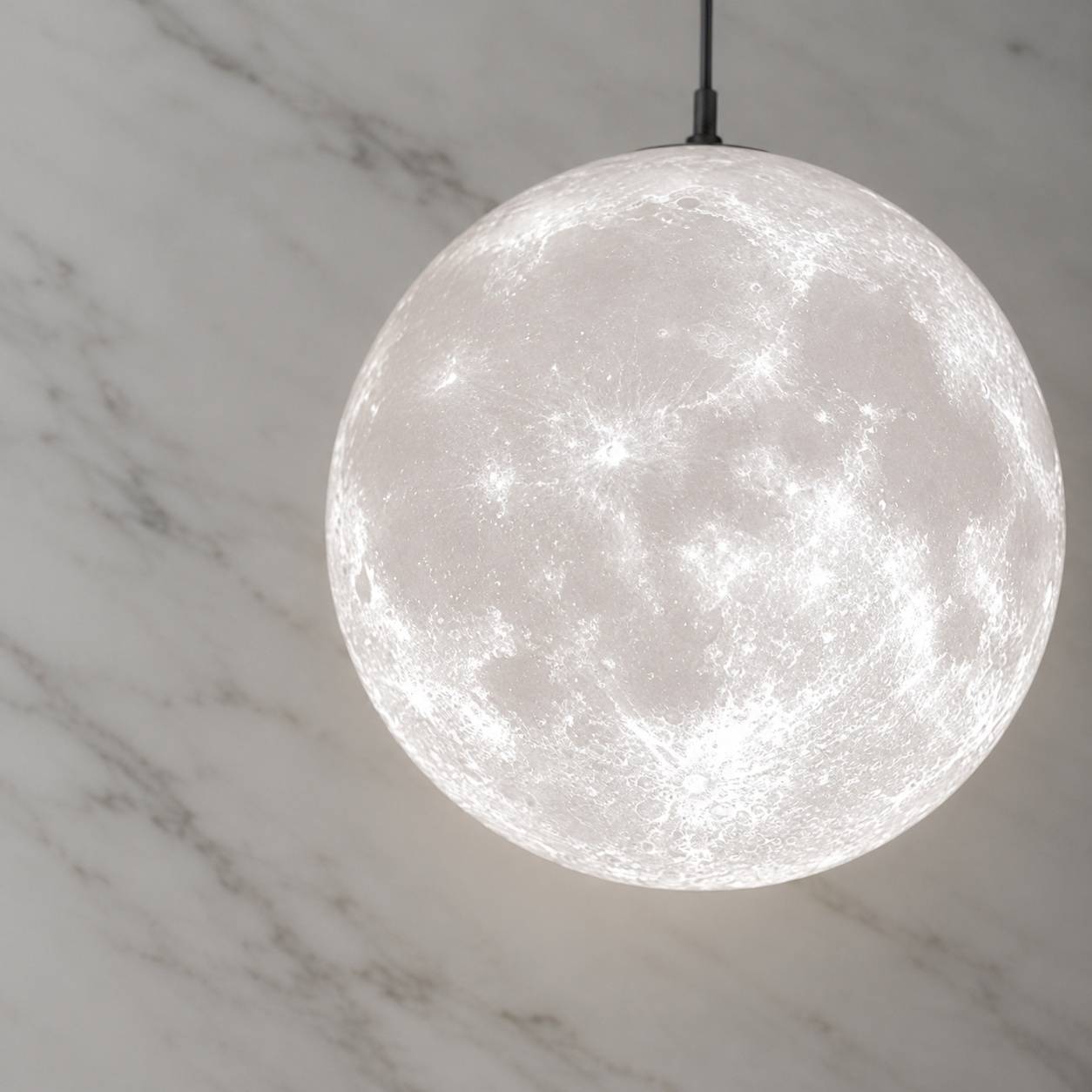 Suspension Plafond Luminaire Lune 3D Abat-jour pour Salon Chambre - Image 2