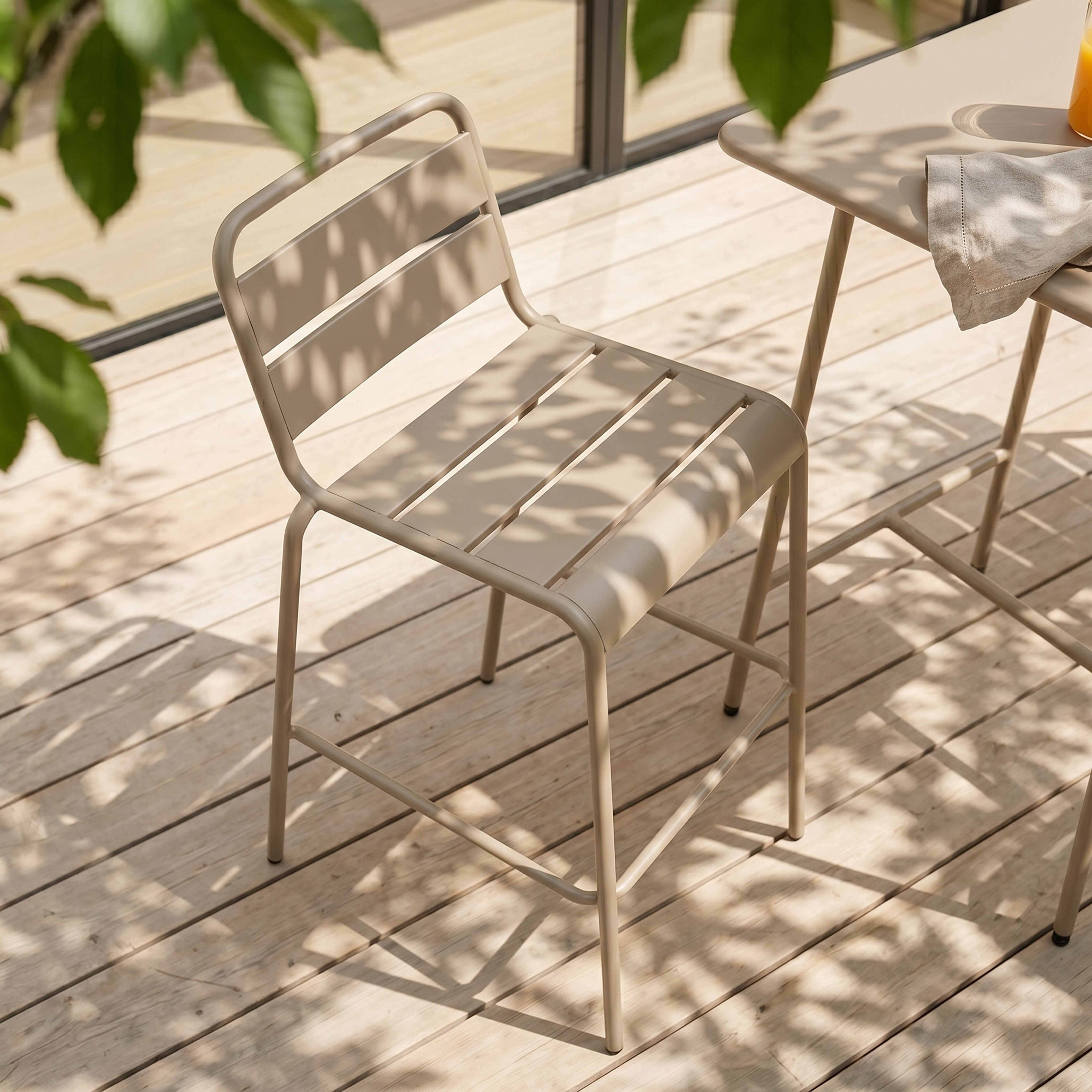 Oviala - Ensemble table de bar et 4 chaises hautes en métal taupe Palavas - Oviala - Image 3