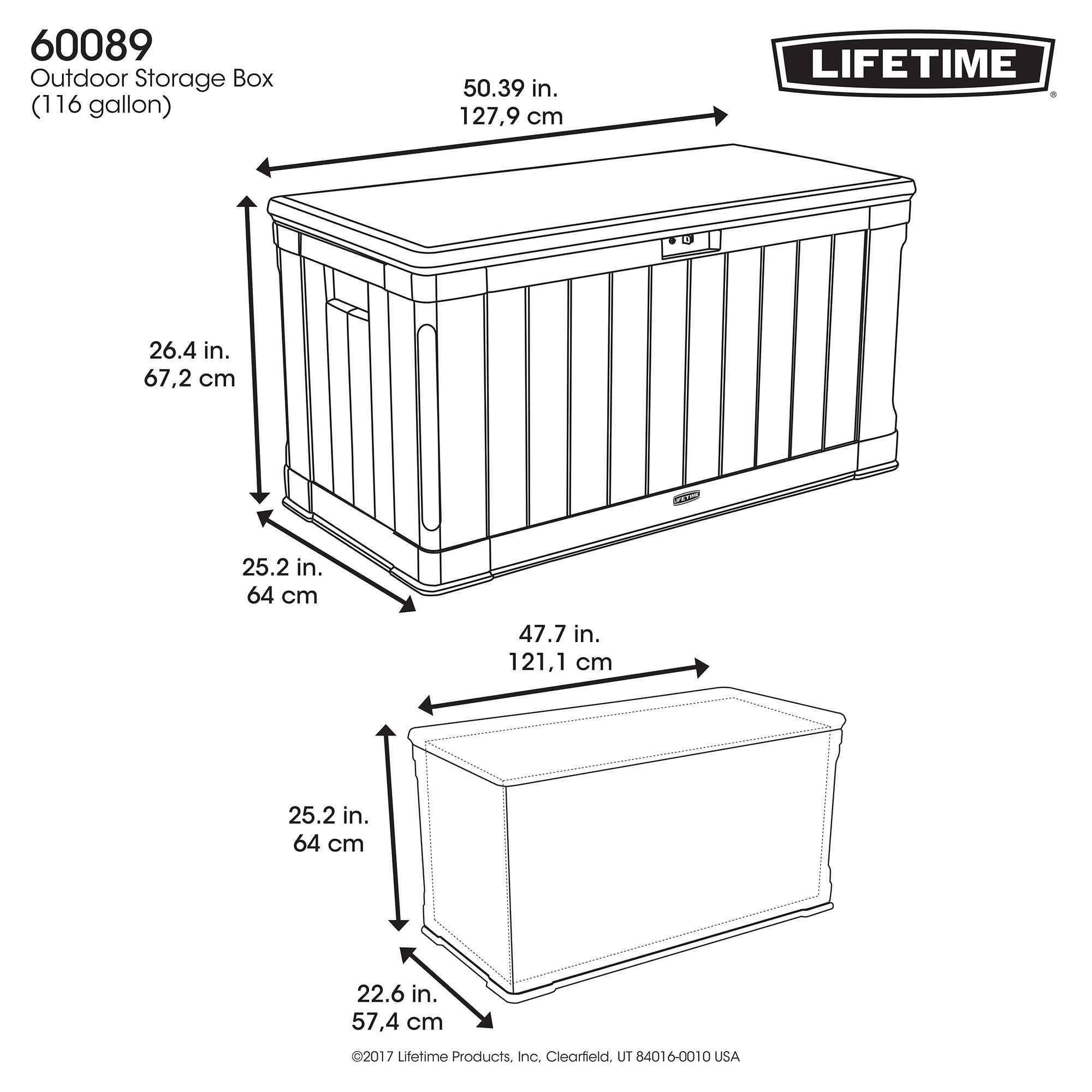 Lifetime - Coffre de rangement d'exterieur résine verrouillable 439L LIFETIME #60089 - Image 8