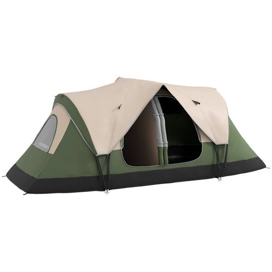 Tente pliable à 2 pièces avec sac de transport étanche, 450 x 215 x 180 cm, vert olive et marron - Image 1