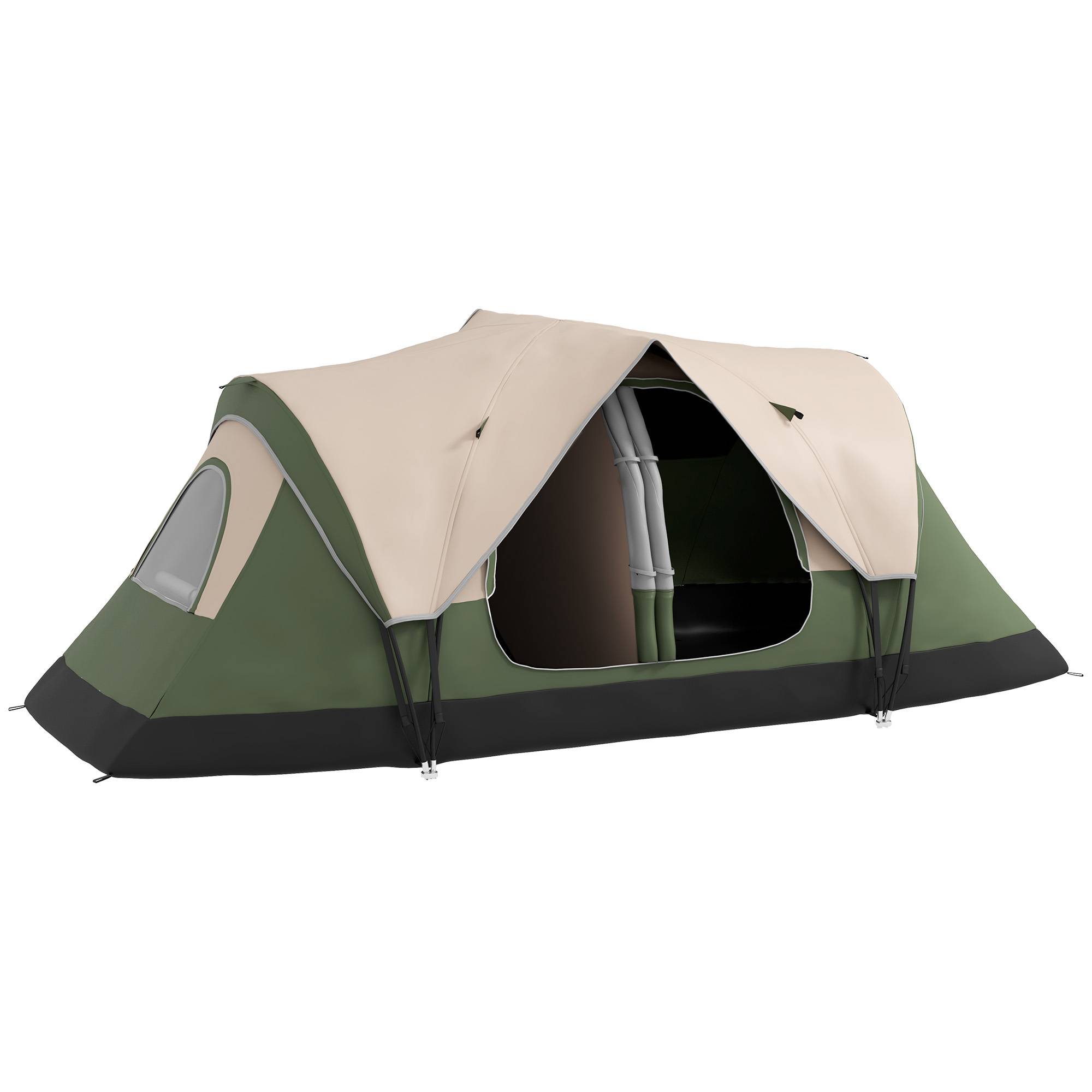 Tente pliable à 2 pièces avec sac de transport étanche, 450 x 215 x 180 cm, vert olive et marron - Image 1