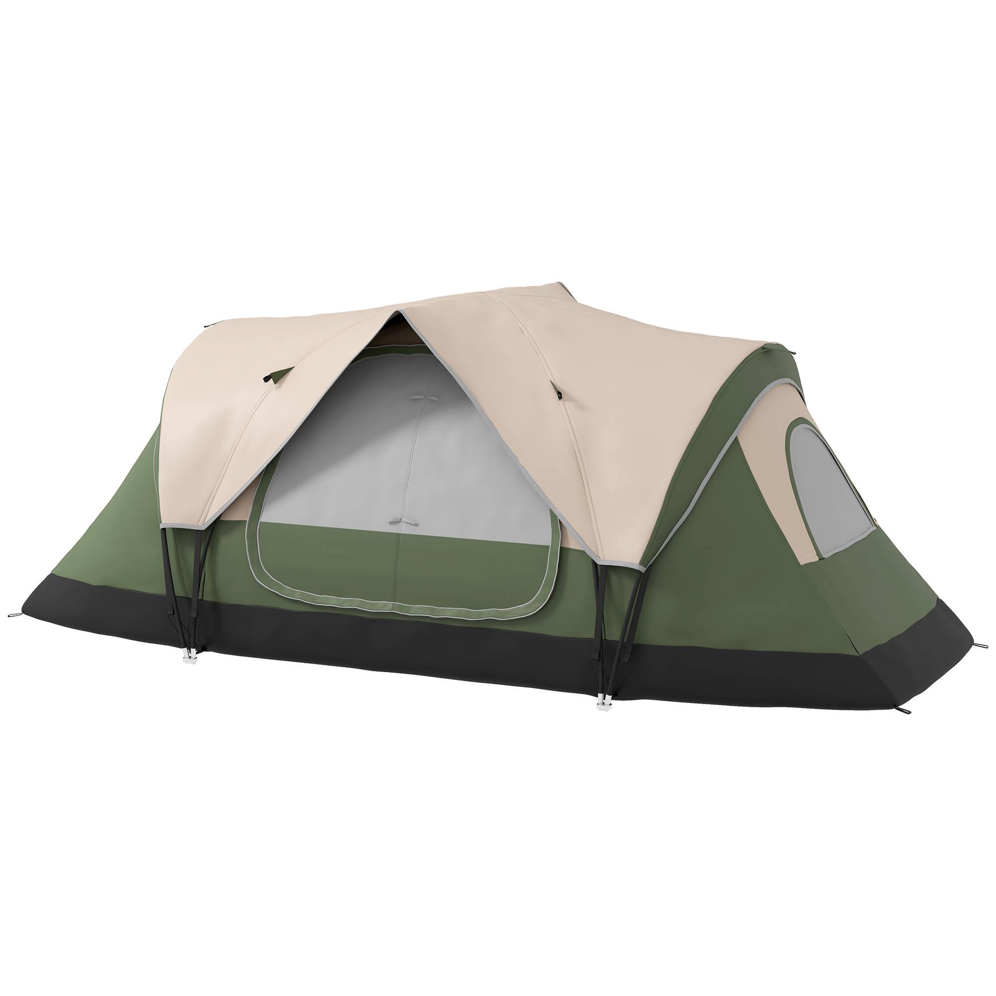 Tente pliable à 2 pièces avec sac de transport étanche, 450 x 215 x 180 cm, vert olive et marron - Image 2