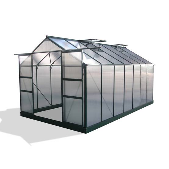Serre de jardin 13,2m² polycarbonate 4mm avec embase aluminium Green Protect verte - Image 4