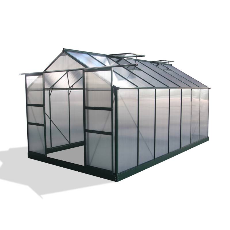 Serre de jardin 13,2m² polycarbonate 4mm avec embase aluminium Green Protect verte - Image 4