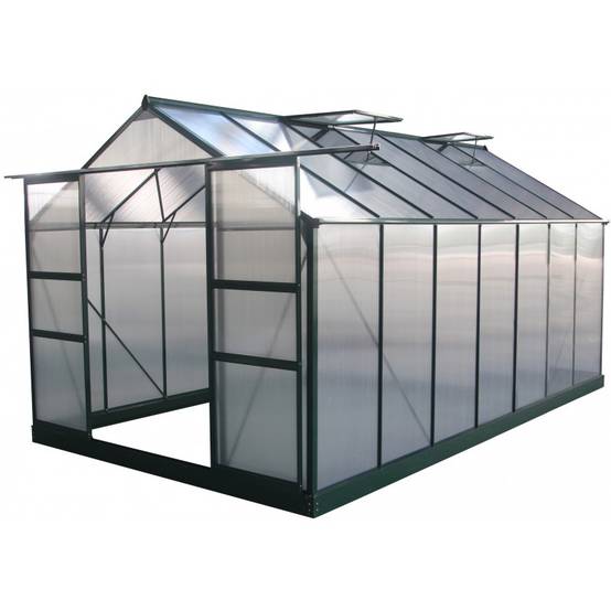 Serre de jardin 13,2m² polycarbonate 4mm avec embase aluminium Green Protect verte - Image 2