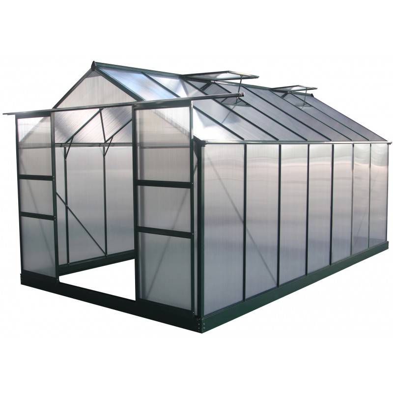 Serre de jardin 13,2m² polycarbonate 4mm avec embase aluminium Green Protect verte - Image 2