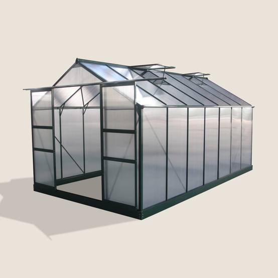 Serre de jardin 13,2m² polycarbonate 4mm avec embase aluminium Green Protect verte - Image 3
