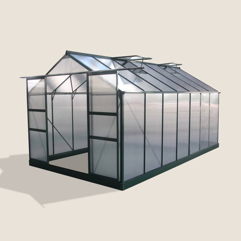 Serre de jardin 13,2m² polycarbonate 4mm avec embase aluminium Green Protect verte - Image 3