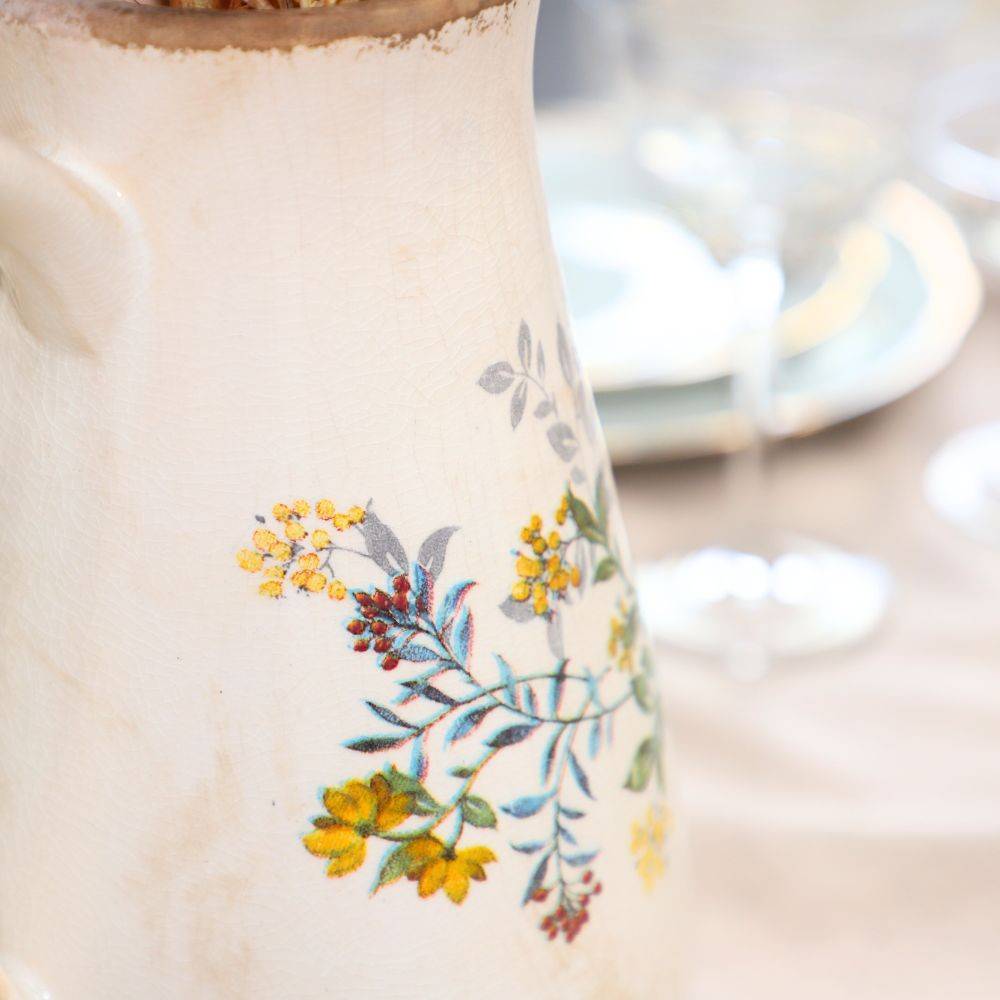 Pichet vase en céramique beige 20 x 14 x 25 cm Chemin de campagne - Image 4