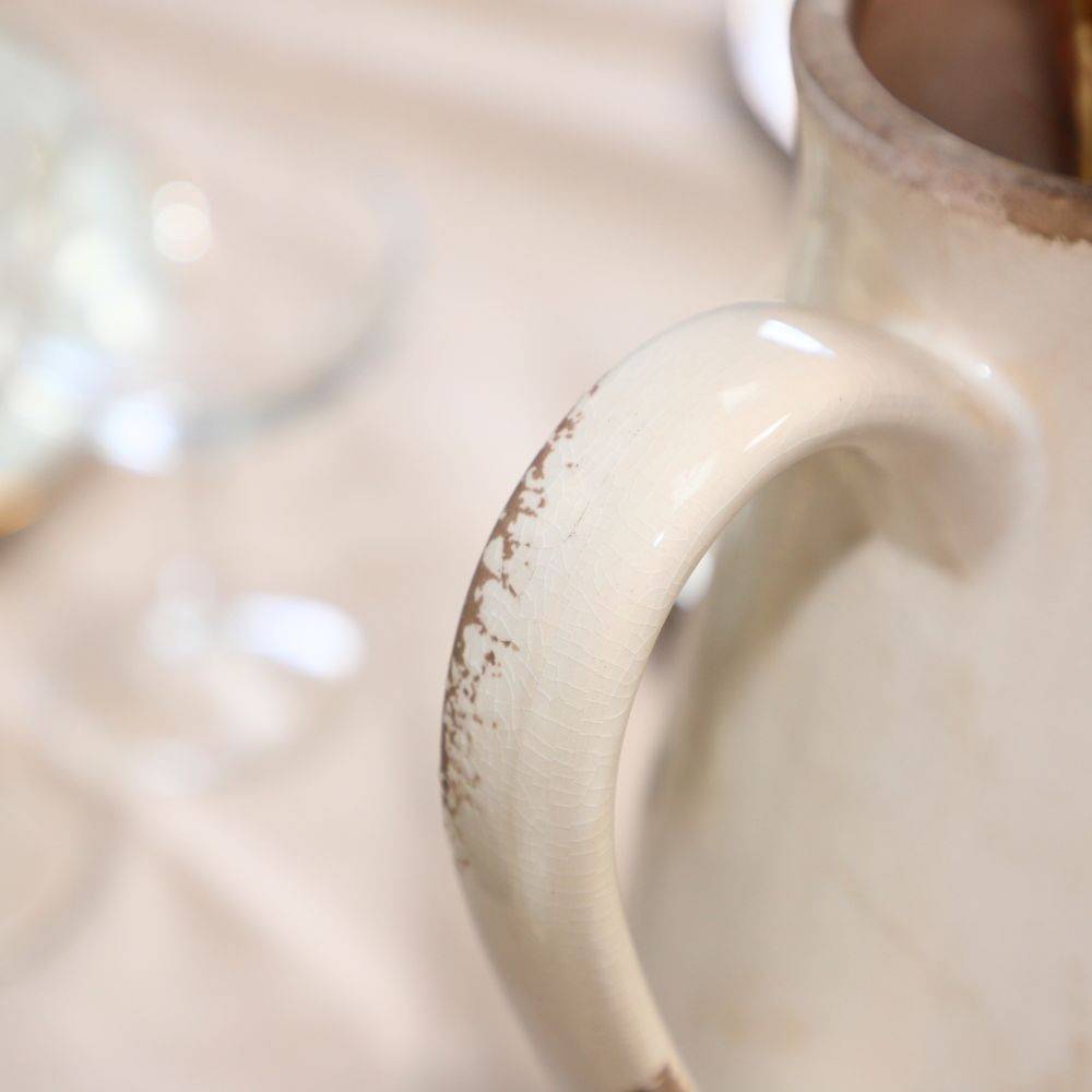 Pichet vase en céramique beige 20 x 14 x 25 cm Chemin de campagne - Image 5