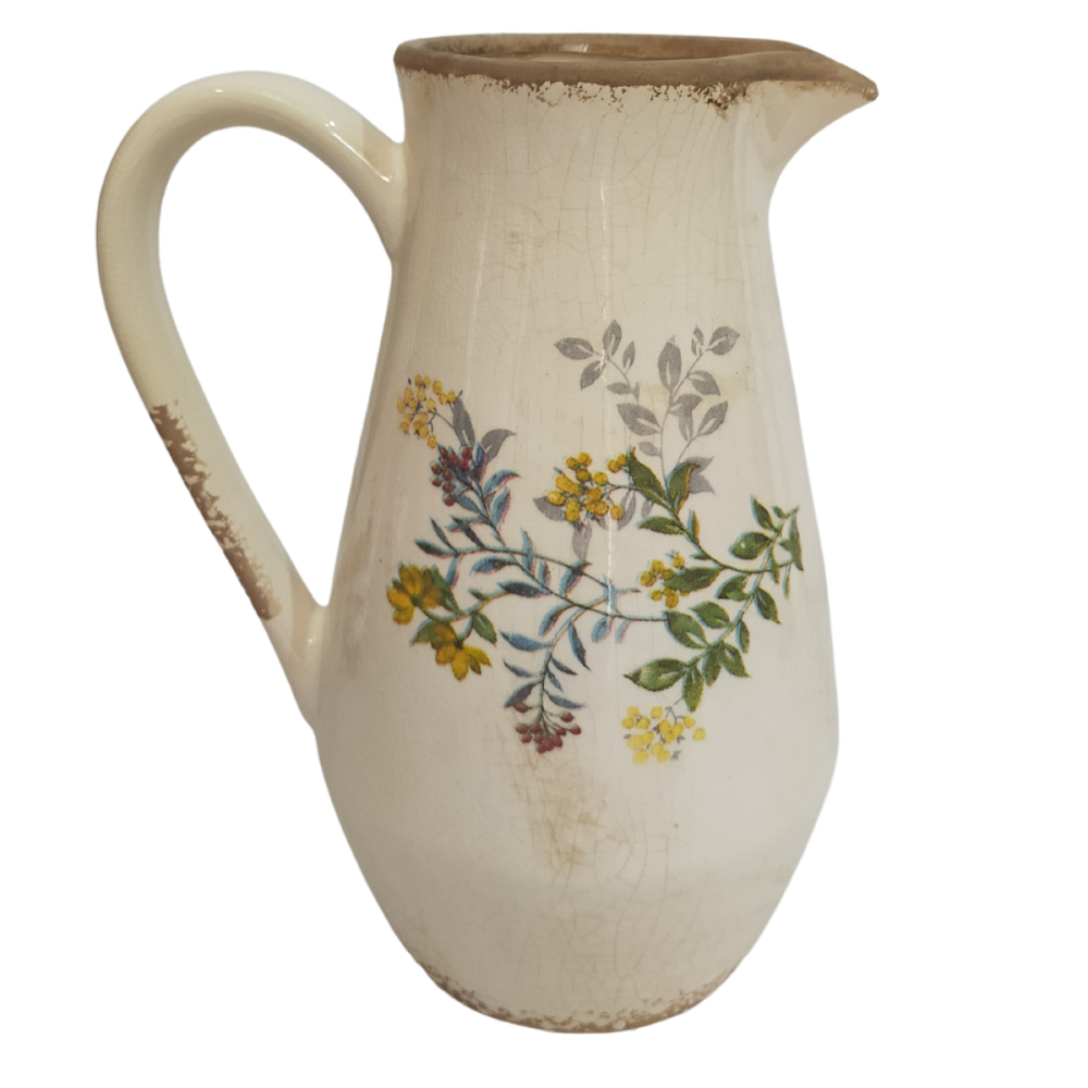 Pichet vase en céramique beige 20 x 14 x 25 cm Chemin de campagne - Image 1