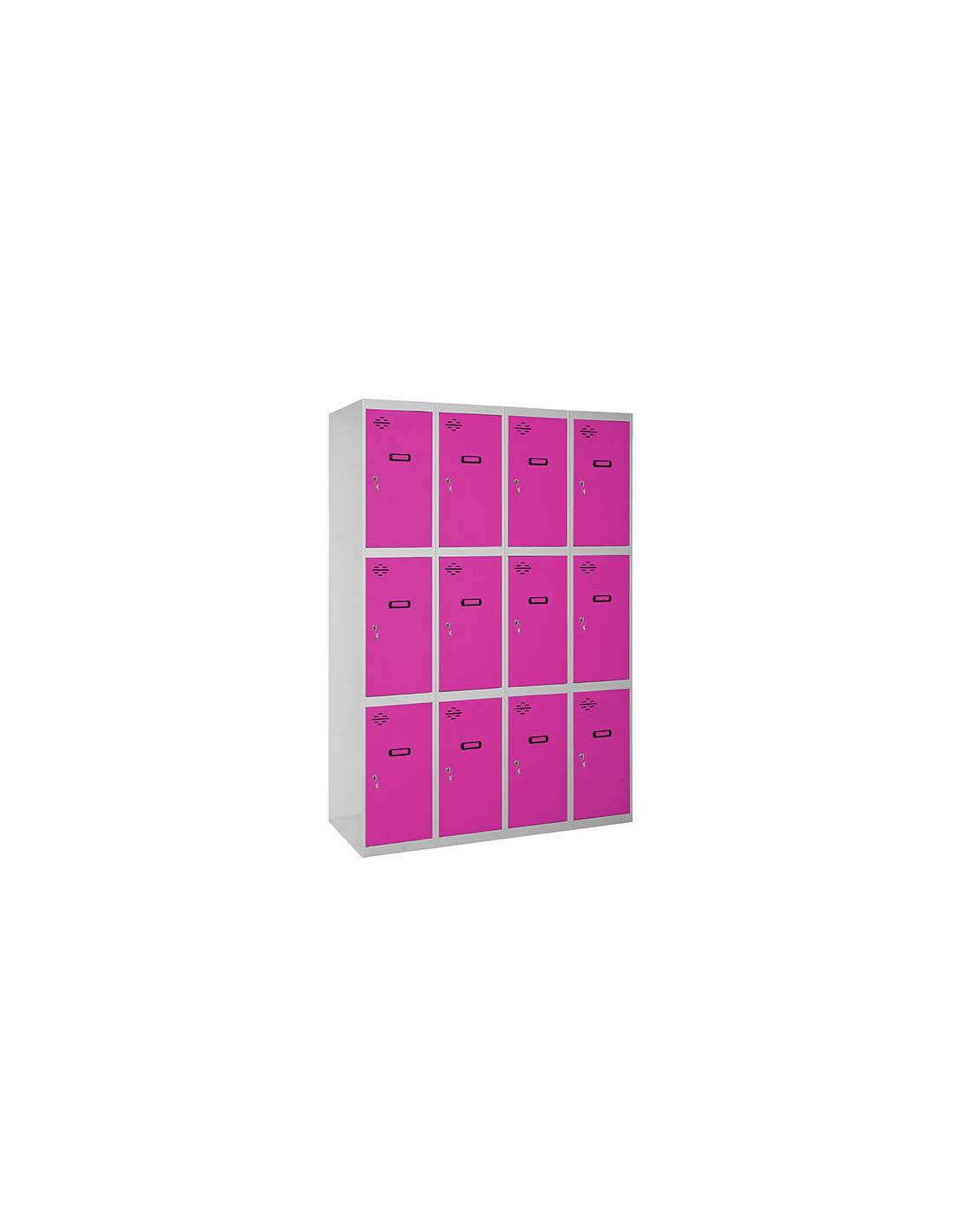 Casier-armoire Simonlocker Desm. 3 Portes 4/12 400 (1600) Gr/rs Gris/rose 1800x1600x500 - Simonrack