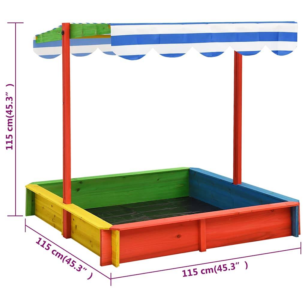 Bac à sable - Maison de jeu pour enfants avec toit réglable Bois de sapin Multicolore UV50 - Image 7