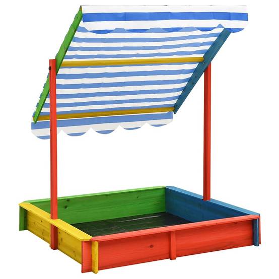 Bac à sable - Maison de jeu pour enfants avec toit réglable Bois de sapin Multicolore UV50 - Image 3