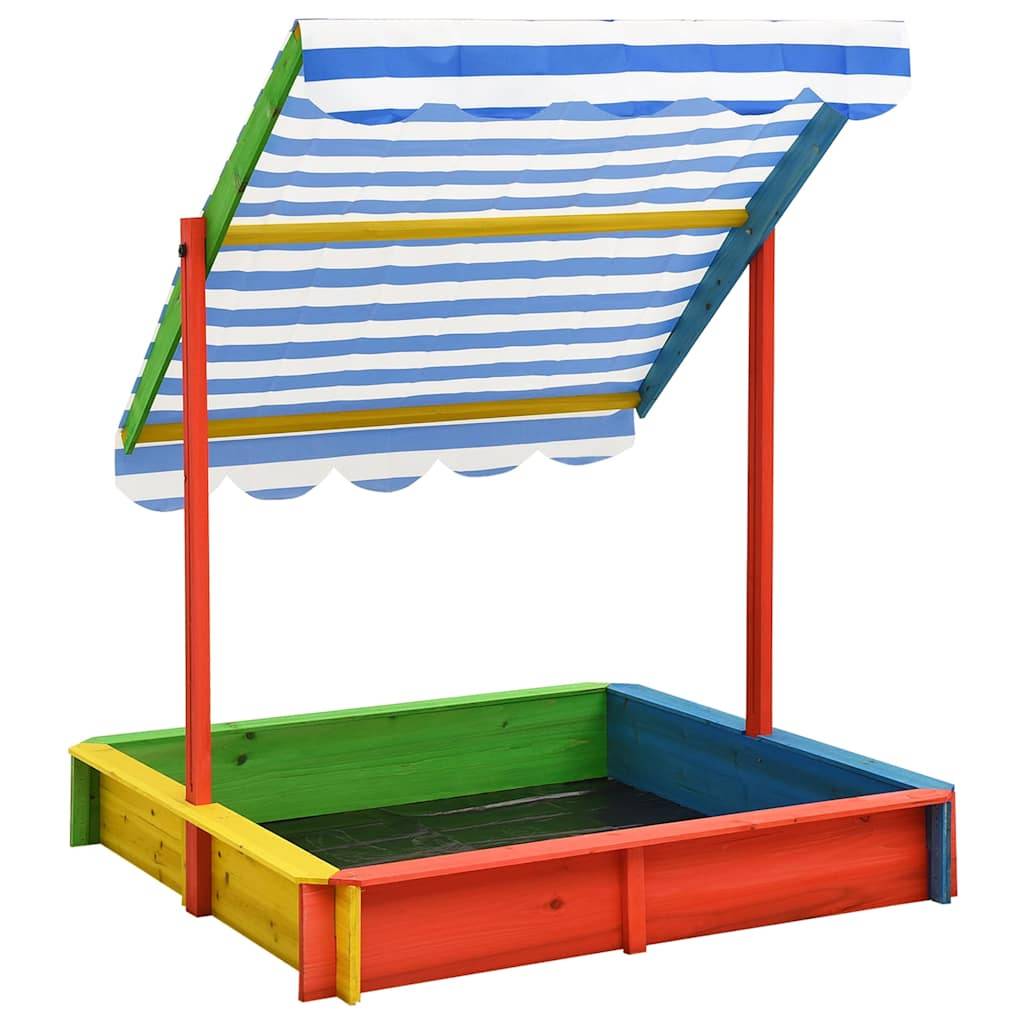 Bac à sable - Maison de jeu pour enfants avec toit réglable Bois de sapin Multicolore UV50 - Image 3
