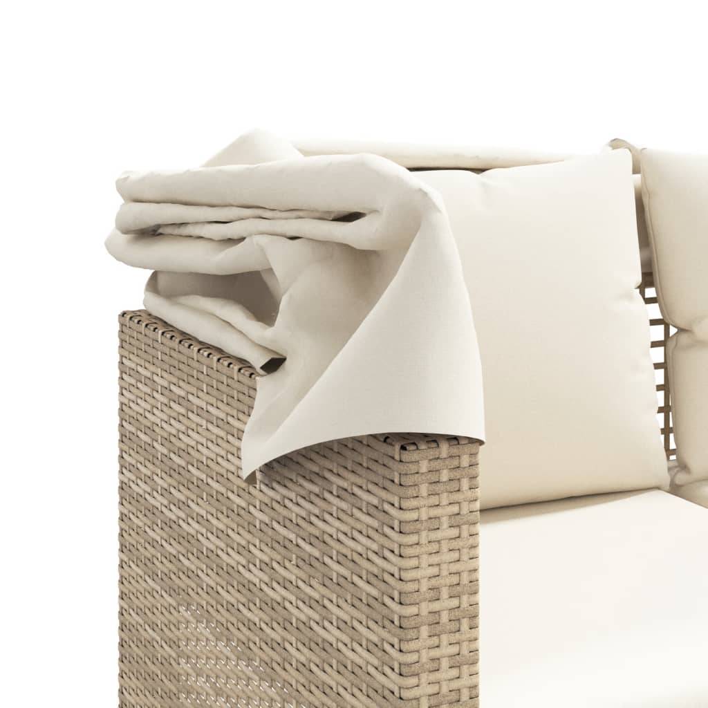 Ensemble Canapé 3 Places à Auvent en Résine Tressée Beige et Table en Bois d'Acacia Dur – ComfortXL Outdoor Living - Image 9