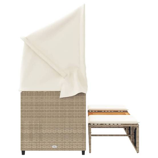Ensemble Canapé 3 Places à Auvent en Résine Tressée Beige et Table en Bois d'Acacia Dur – ComfortXL Outdoor Living - Image 5