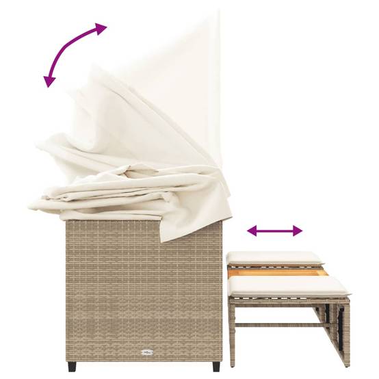 Ensemble Canapé 3 Places à Auvent en Résine Tressée Beige et Table en Bois d'Acacia Dur – ComfortXL Outdoor Living - Image 8