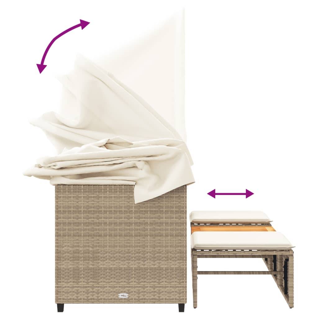 Ensemble Canapé 3 Places à Auvent en Résine Tressée Beige et Table en Bois d'Acacia Dur – ComfortXL Outdoor Living - Image 8