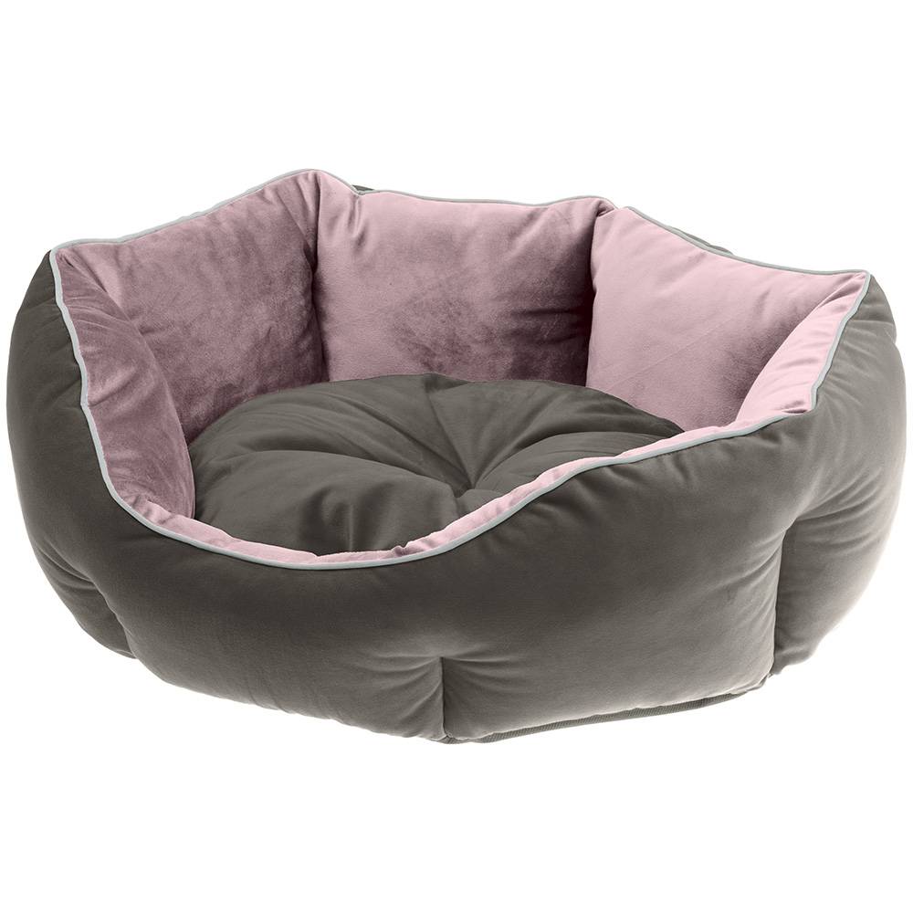 Ferplast - Ferplast Divan pour chats et chiens QUEEN 50 con coussin, couchage rembourré pour animaux, double-face, velours doux, lavable, 50x40x18, rose - Image 3