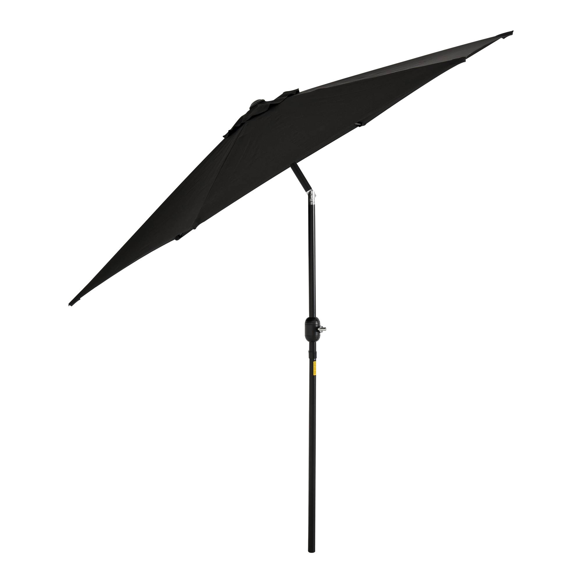 Parasol droit parasol inclinable de jardin manivelle toile polyester haute densité 180 g/m² Ø2,6 x 2,35 m aluminium noir - Image 2