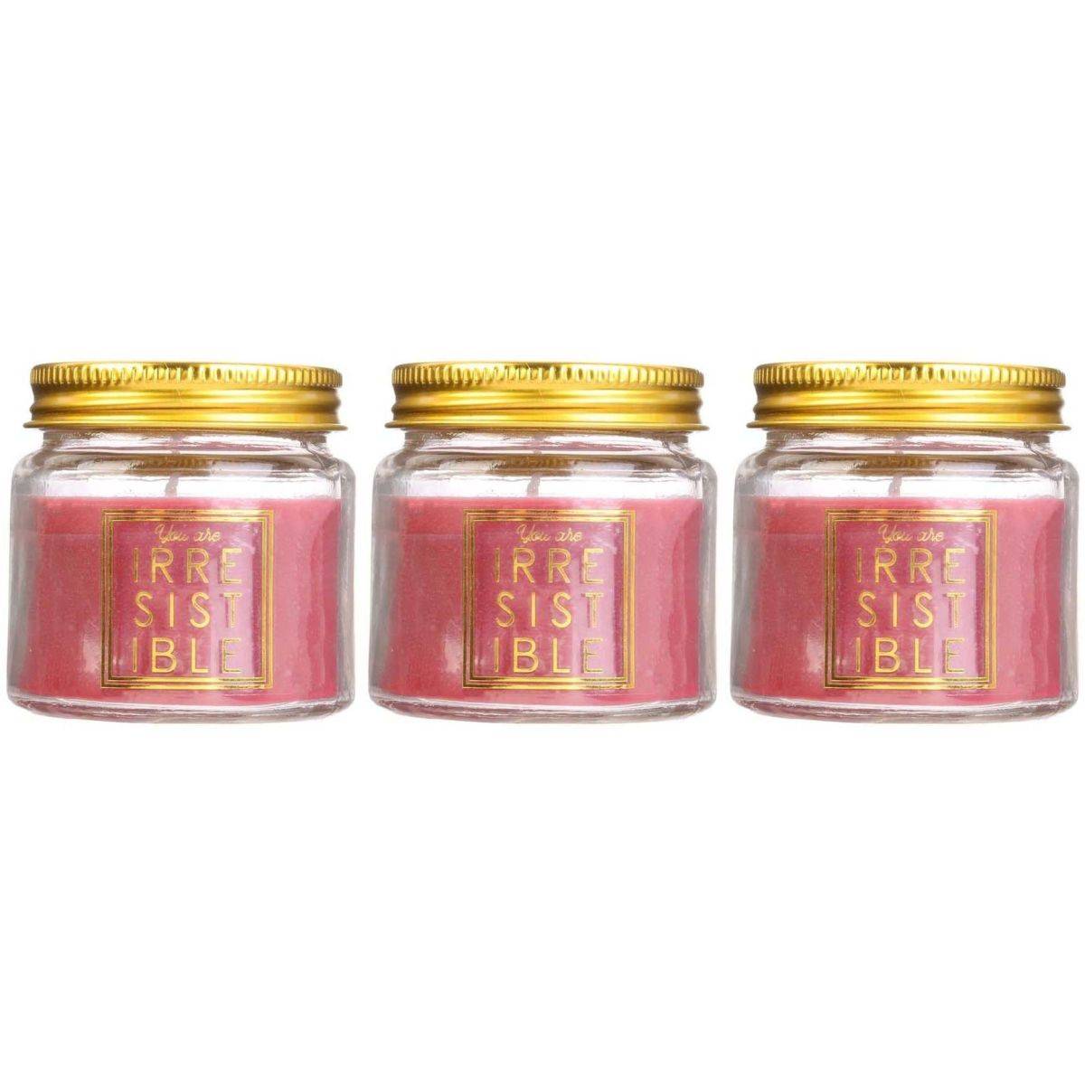 The Home Deco Factory - Bougie en pot message scintillant senteur fleur de coton (Lot de 3) - Image 1