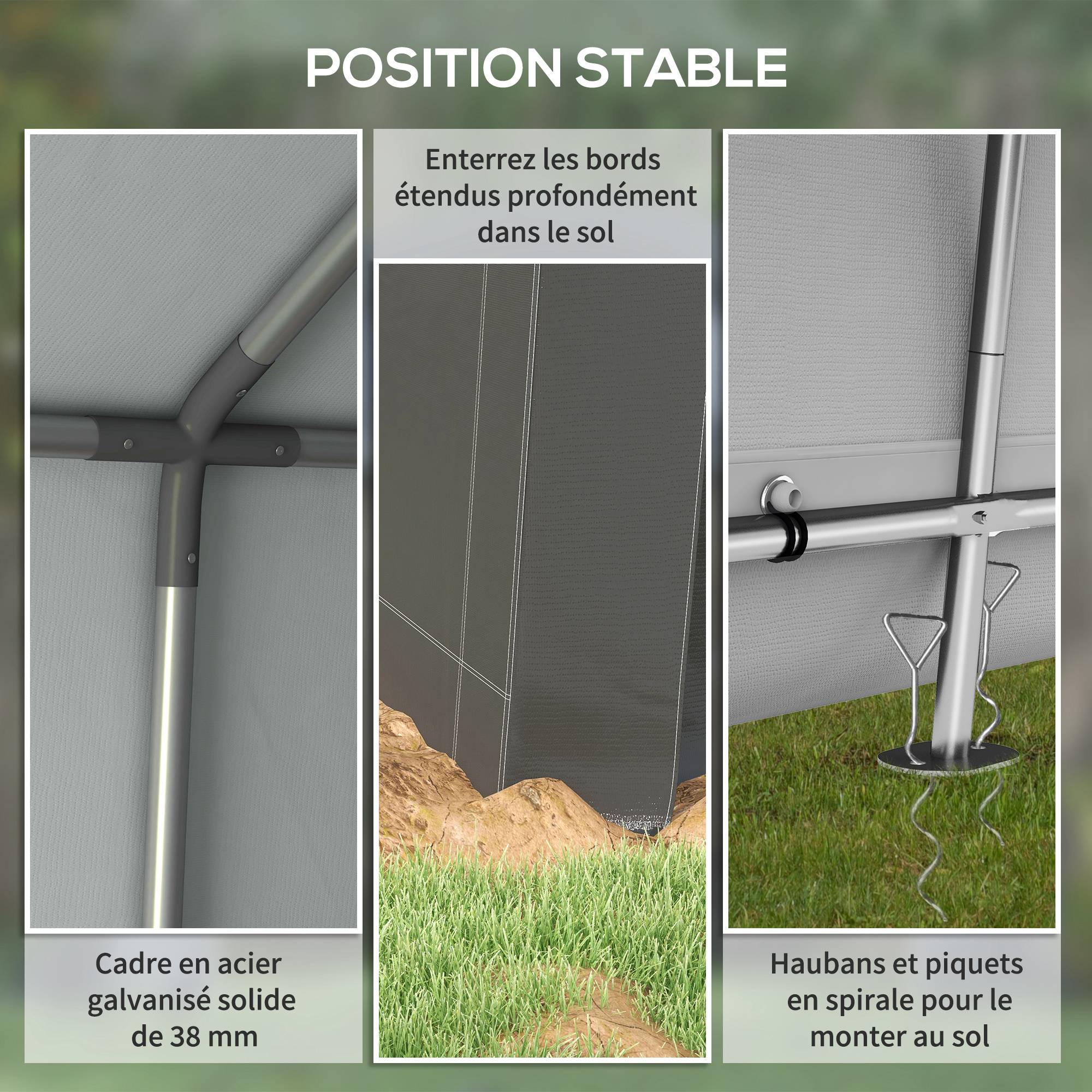 ComfortXL - Tente de stockage acier galvanisé abri extérieur protection vélos motos 3x3m gris - ComfortXL Outdoor Living - Image 7