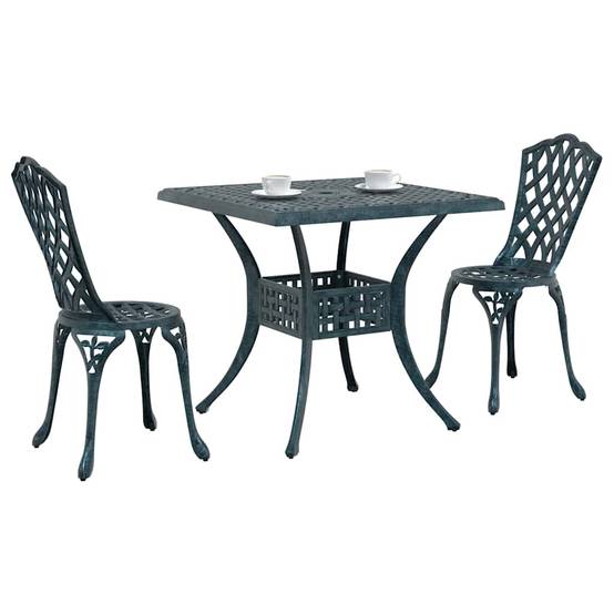 Ensemble de tables de jardin aluminium coulé vert 80 x 80 x 75 cm - PANGIVO - Image 3