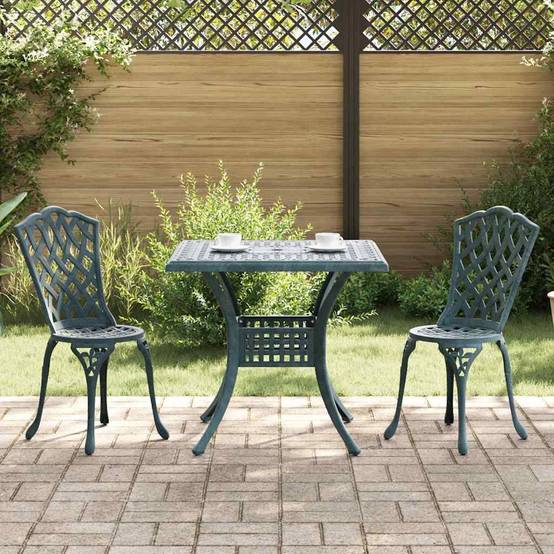 Ensemble de tables de jardin aluminium coulé vert 80 x 80 x 75 cm - PANGIVO - Image 1