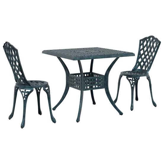 Ensemble de tables de jardin aluminium coulé vert 80 x 80 x 75 cm - PANGIVO - Image 2