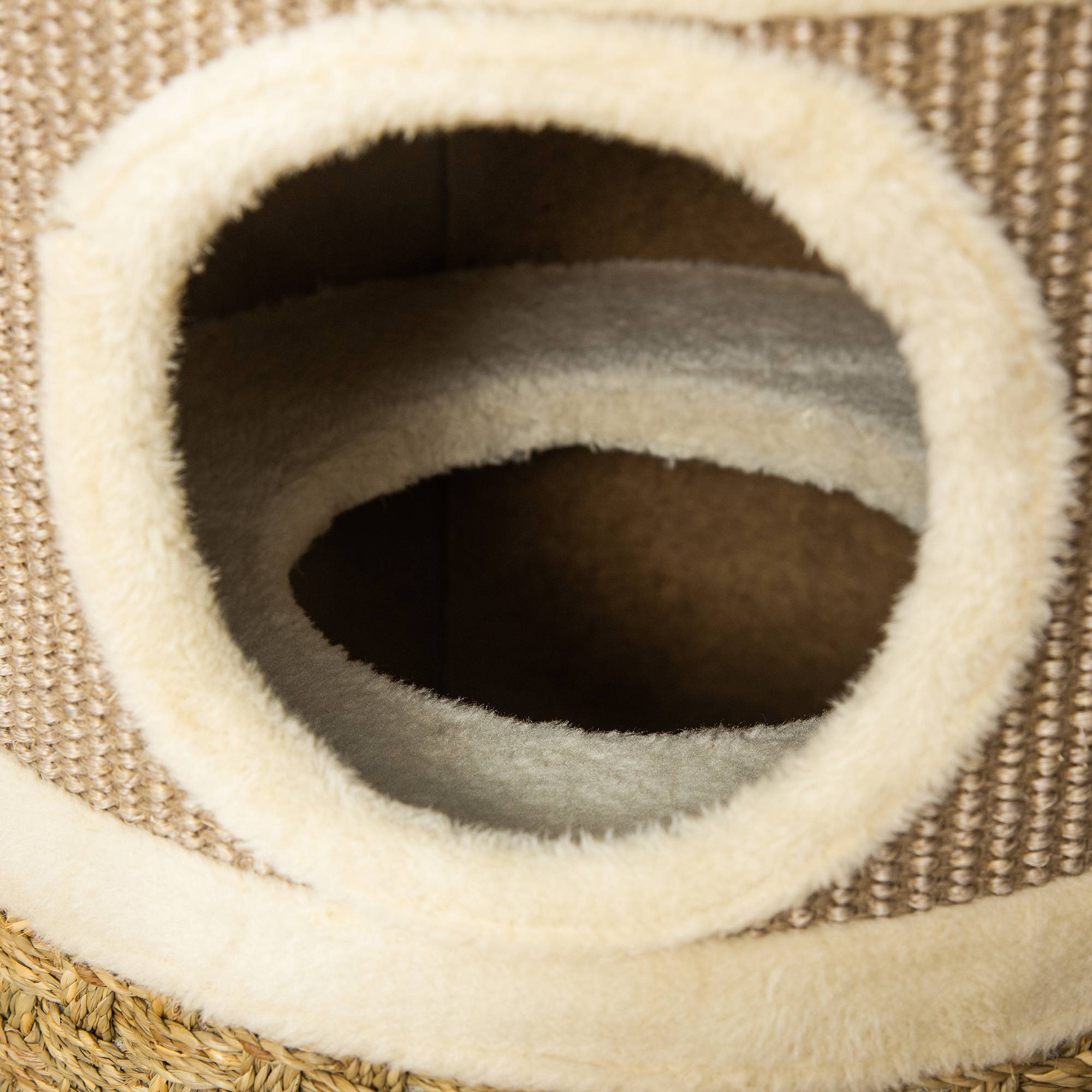 Pawhut - Arbre à chat cylindrique - tour à griffer pour chat - arbre à chat tour - Tonneau griffoir - 3 niches + plateforme - sisal corde d'algues beige - Image 9