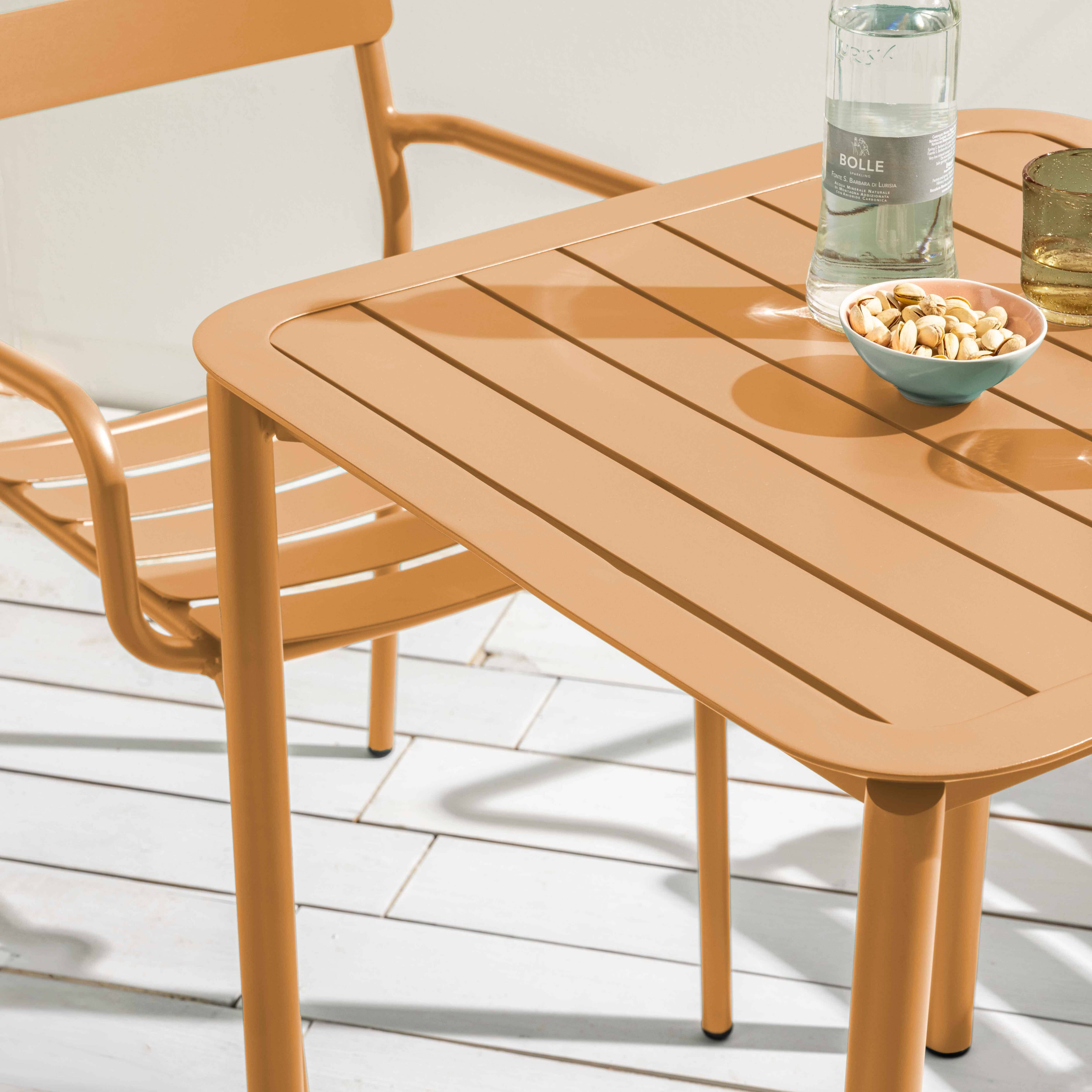 Oviala - Ensemble table de terrasse 70cm et 2 fauteuils jaune moutarde Almada - Oviala - Image 3