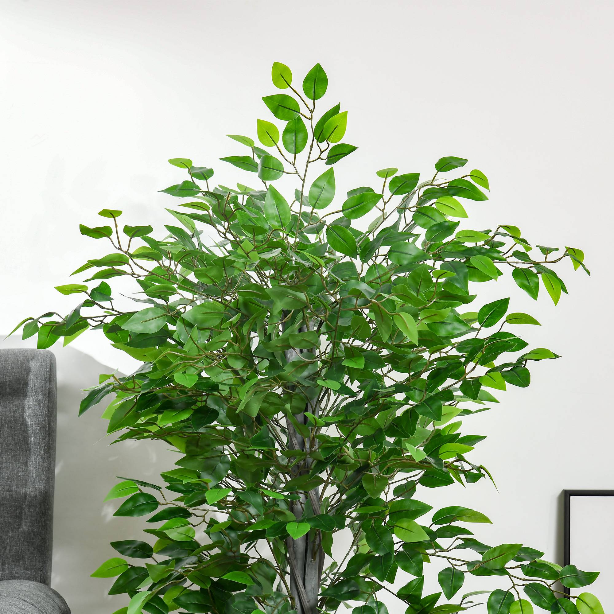 Arbre Artificiel Plante Artificielle ficus H.1,35 m Tronc Branches Liane Lichen Feuilles Grand réalisme Pot Inclus - Image 10