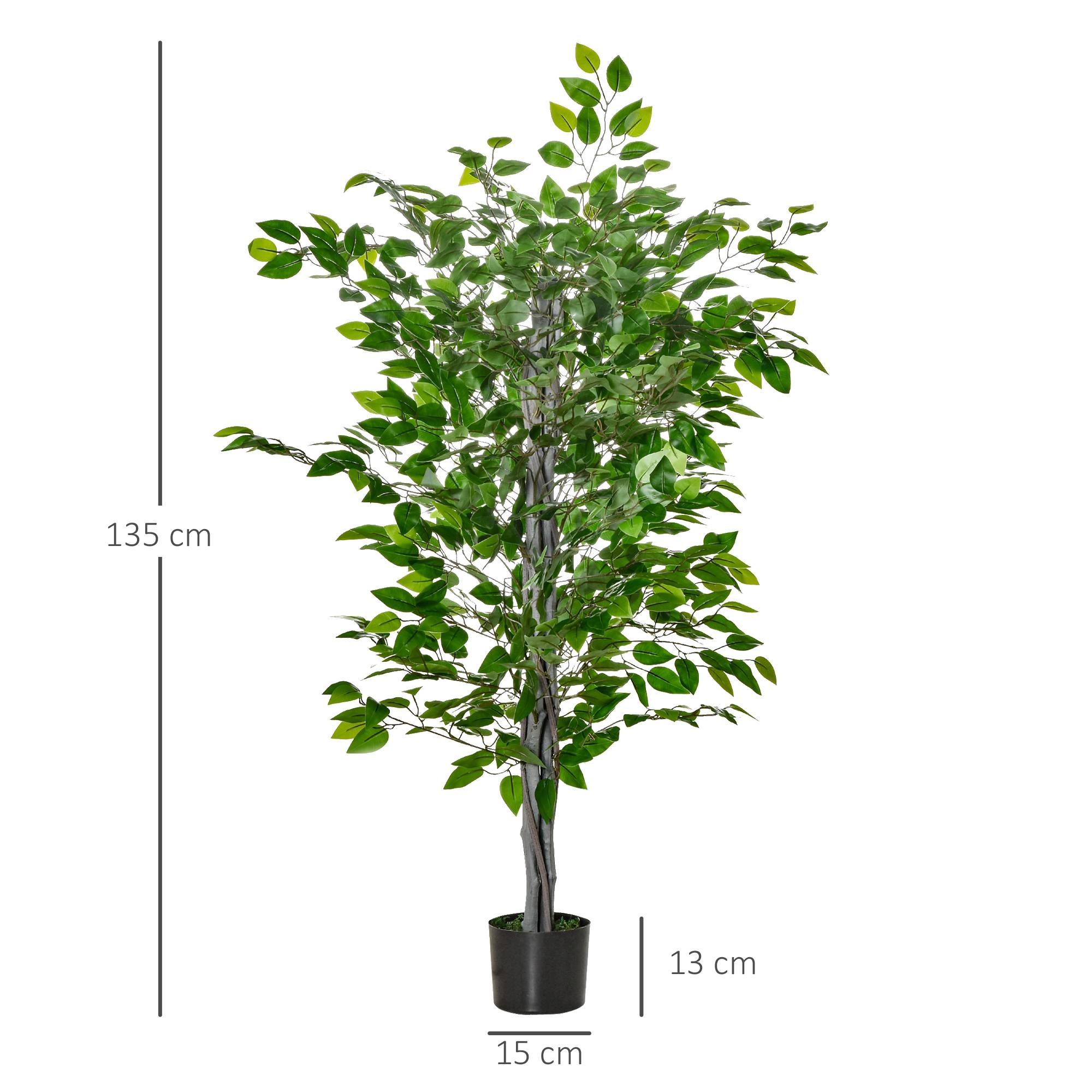 Arbre Artificiel Plante Artificielle ficus H.1,35 m Tronc Branches Liane Lichen Feuilles Grand réalisme Pot Inclus - Image 5